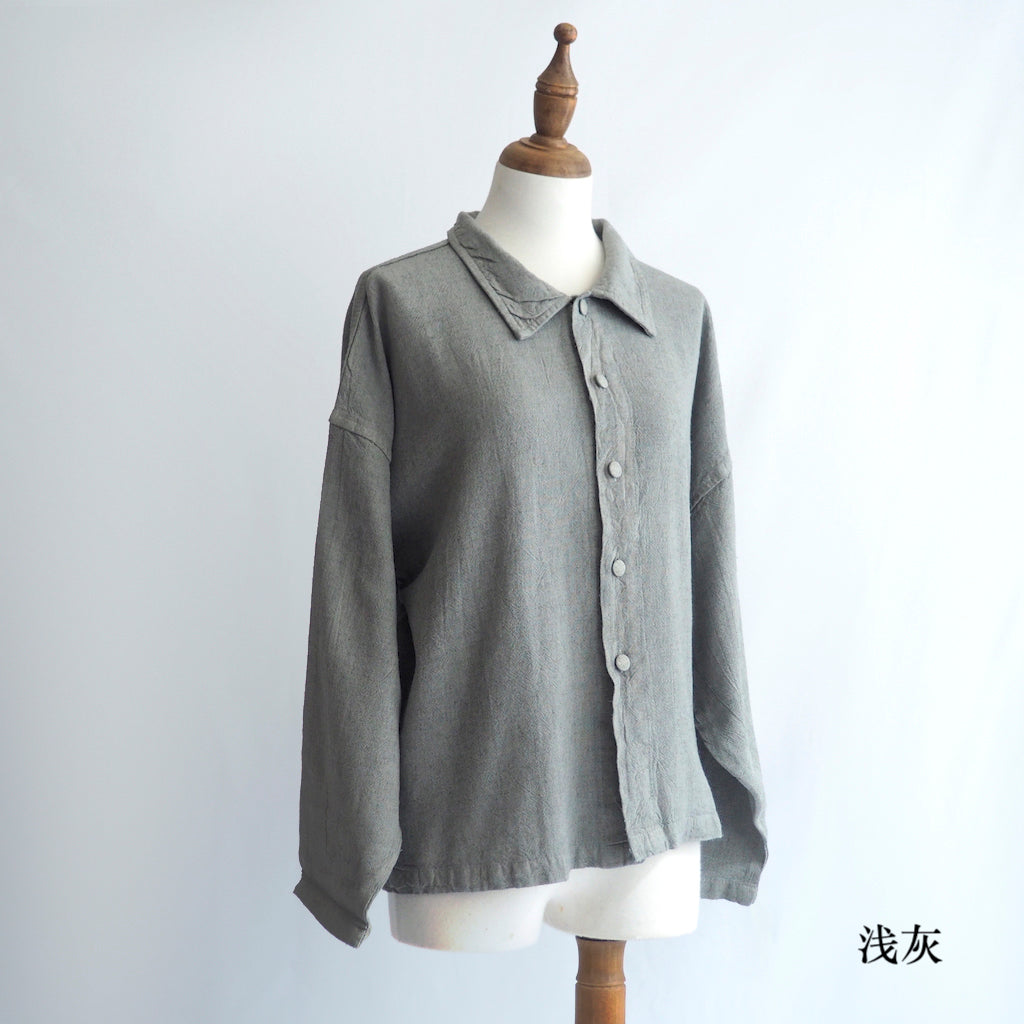 くるみボタンシャツ(厚手)